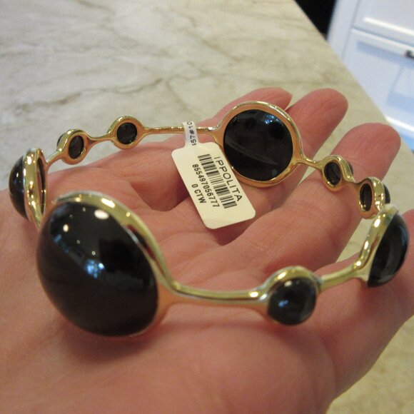 Ippolita Lollipop 18K Yellow Gold 9-Station Onyx Cabochon Bracelet MSRP $3,895 - Picture 2 of 16